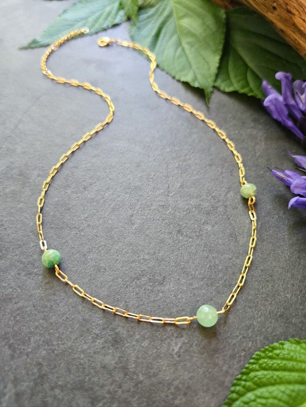 NWT Azurite Jade 24k Gold-Plated Necklace